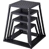 Vevor 4-teilige Plyometrische Sprungboxen, 305/458/609/762 mm Plyometric Box Schwarz, Rutschfestes Fitness-Übungs-Step-Up-Box-Set für Heim-Fitness-Training, Konditions-Krafttraining, Jump Training