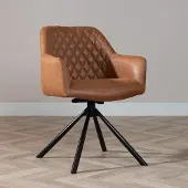 Bronx Esszimmerstuhl Leder Dex 180? drehbar Cognac