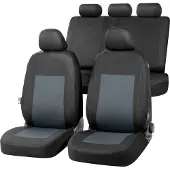 Walser, Robert Auto-Sitzbezug Sandray Komplettset, Universal PKW-Sitzbezüge 4-teilig, Auto-Schonbezüge, 2 Vordersitzbezüge, 1 Rücksitzbezug grau-schwarz