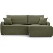 Bettso Bequemes grünes Ecksofa LORENZA mit Bettzeugcontainer Rechts