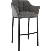 CLP Barhocker Damaso, Sitzhöhe 83 cm, Cordbezug, Metall Vierfußgestell, gepolsterte Sitzschale, Rückenlehne, Fußstütze, Bodenschoner