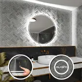 Alasta Runder LED-Spiegel Ø 55 cm für Wohnzimmer, Badezimmer und Schlafzimmer