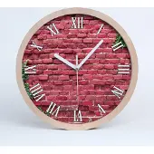 Tulup Holzuhr 25fi cm wanduhr - weiße Spitzen - Ziegelwand