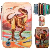 Dino World Led Khaki Brown (412381) Triple Pocket Mäppchen