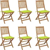 Syfax Klappbare Gartenstühle 6 Stk. mit Kissen Massivholz Akazie