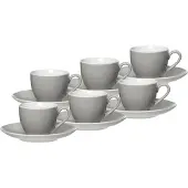 Ritzenhoff & Breker Tasse "Espressotassen und -untertassen Doppio 80 ml 6er Set", grau, 12 tlg., Porzellan, Trinkgefäße, Tasse