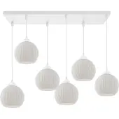 Light11 HOME Riffle Weisse Hängelampe 6 Flache Weisse Kugelform E27