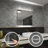 Alasta Rechteckiger LED-Spiegel 80x80 cm für Schlafzimmer, Wohnzimmer und Badezimmer