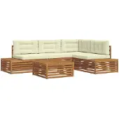 vidaXL Outdoor-Sofagarnitur mit Kissen 5 Stück Natur und Creme
