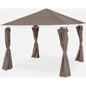 Sweeek - Komplett-Set Dachtuch und Vorhänge für Pergola 3x3m - Taupe