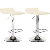 CLP 2er Set Barhocker Dyn Mit Kunstlederbezug I 2 x Höhenverstellbarer Und Drehbarer Tresenhocker Mit Fußstütze, Farbe: creme