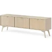3Xeliving TV-Schrank : Sandbeige/Scandi-Fischgrätenmuster, Sandbeige Holzbeine, 158 x 52 x 38cm