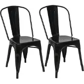 Mendler 2er-Set Stuhl HWC-A73, Bistrostuhl Stapelstuhl, Metall Industriedesign stapelbar schwarz