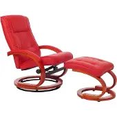 Mendler Fernsehsessel Relaxsessel Sessel Pescatori, Kunstleder, mit Hocker rot