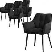 ML-Design 6x Esszimmerstuhl aus Frotteestoff, Schwarz, mit dickem gepolsterter Sitz