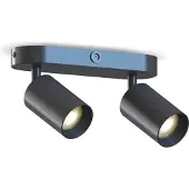 Calex GU10-Deckenspot, schwarz, Länge 21 cm, 2-flg., Metall