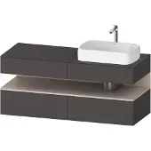 Duravit Collection One Konsolenwaschtischunterbau, 2 Auszüge, 2 Schubkästen, Ausschnitt rechts, 1400x550x600mm, Nische Taupe Matt, QA4766091490000, Farbe: Graphit matt