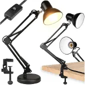 MasterLed Schreibtischlampe E27 Schwarz, Gelenkarm Verstellbar, mit Klemme & Standfuß