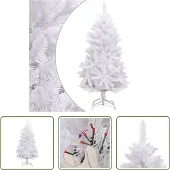 The Living Store Künstlicher Weihnachtsbaum Klappbar mit Ständer Weiß 150 cm