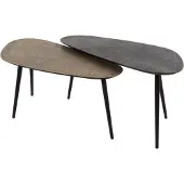 KAWOLA Couchtisch LAUCA Set 2-tlg. Metall schwarz / bronze nierenförmig