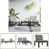 The Living Store 3-tlg. Garten-Lounge-Set mit Kissen Anthrazit PP