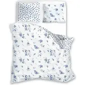 Faro Bettwäsche, Satinbettwäsche, hohe Qualität 160x200 Milagro Verde 012 Blaue Blumen