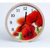 Tulup Holzuhr 30fi cm wanduhr - Mohnblumen