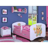 BDW , Kinderbett mit Matratze, Lattenrost, mit Schublade, ROSA, 190x90