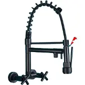 OEM Frühjahrsbecken Küchenarmatur, ausziehbare Auslauf, wandmontiert, Einhebel-Design, Matte Schwarz
