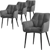 ML-Design 4x Esszimmerstuhl aus Frotteestoff, Dunkelgrau, mit dickem gepolsterter Sitz