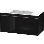 Duravit L-Cube c-bonded Set wandhängend, 1 Auszug, ohne Überlauf, ohne Hahnloch, 1000x500x480mm, LC6918N4040, Farbe: Schwarz Hochglanz Lack