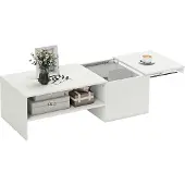 HOMCOM Couchtisch Wohnzimmertisch mit Verstecktem Stauraum Regal Kaffeetisch