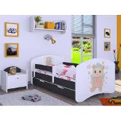 BDW , Kinderbett mit Matratze, Lattenrost, Schublade, LABU, Graphit, 190x90