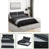 The Living Store Bettwäsche-Set Schwarz und Weiß 240x220 cm Baumwolle