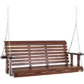 Vevor Hollywoodschaukel Zedernholz, 1702x710x600mm, Terrassenschaukel für Hof und Garten, verbesserte Tragkraft von ca. 400 kg, robuste Schaukelstuhlbank mit Aufhängeketten für den Außenbereich, braun