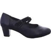 Jana Damen Pumps mit Riemen Mary Jane Vegan, Black Nappa, 39