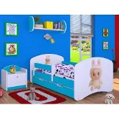 BDW , Kinderbett mit Matratze, Lattenrost, Schublade, LABU, Blau, 160x80