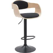 CLP Barhocker mit Lehne Kingston, Barstuhl gepolstert mit Kunstleder oder Stoffbezug, Tresenstuhl höhenverstellbar Metallgestell schwarz, Farbe: natur/schwarz, Material: Stoff