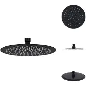vidaXL Regenbrause Edelstahl 20 cm Rund Schwarz - Duschköpfe