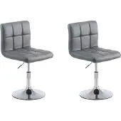 CLP 2er Set Lounger Palma V2 Mit Kunstlederbezug I 2 x Höhenverstellbarer Polsterstuhl Mit Rückenlehne, Farbe: grau