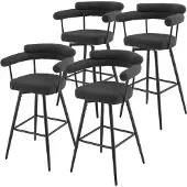 ML-Design BARHOCKER 4er Set drehbar Dunkelgrau mit Teddy-Stoff 76 cm hoch