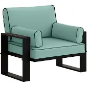 Bettso Gartensessel türkis – Loungesessel für Garten & Terrasse, wetterfest, Metallgestell schwarz, bequeme Polsterung