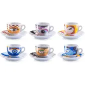 Zeller Espressotasse PRESENT "Magic Eyes", bunt, 12 Stk., Porzellan, Trinkgefäße, Espressotasse, 6 Tassen, 6 Untertassen