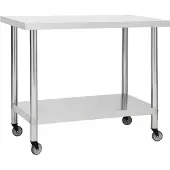 Syfax Küchen-Arbeitstisch mit Rollen 100x30x85 cm Edelstahl