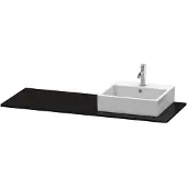 Duravit XSquare Konsole, 1 Ausschnitt rechts, 1400x16x550mm, XS060GR4040, Farbe: Schwarz Hochglanz Lack