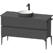 Duravit Sivida Konsolenwaschtischunterbau, 2 Schubkästen, Griffleiste Diamantschwarz Matt, 1245x475x548mm, SV46600BD490000, Farbe: Graphit matt