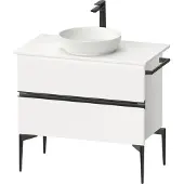 Duravit Sivida Konsolenwaschtischunterbau, 2 Schubkästen, Griffleiste Diamantschwarz Matt, 845x475x548mm, SV46580BD180000, Farbe: Weiß Matt