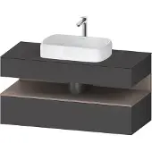 Duravit Collection One Konsolenwaschtischunterbau, 1 Auszug, 1 Schubkasten, Ausschnitt mittig, 1200x550x600mm, Nische Basalt Matt, QA4732043490010, Farbe: Graphit Matt/mit Nischenbeleuchtung