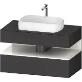 Duravit Collection One Konsolenwaschtischunterbau, 1 Auszug, 1 Schubkasten, Ausschnitt mittig, 1000x550x600mm, Nische Weiß hochglänzend, QA4731022490010, Farbe: Graphit Matt/mit Nischenbeleuchtung