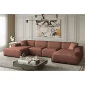 Fun-Möbel Wohnlandschaft U-Form CELES in Stoff Opera Velvet Kupferbraun